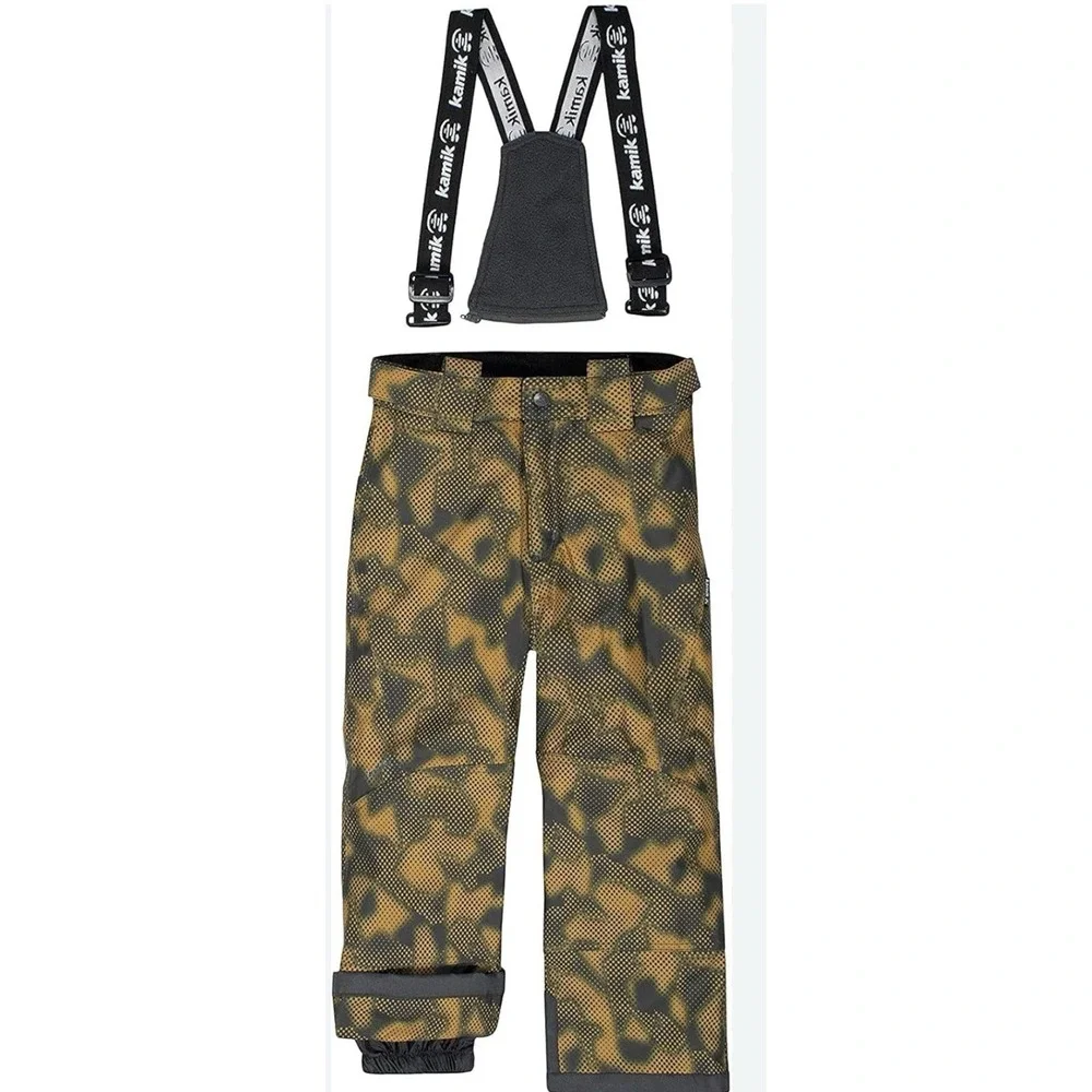Kamik Boys'‎ Harper Bib Pants Size 14 Coal Camo Color